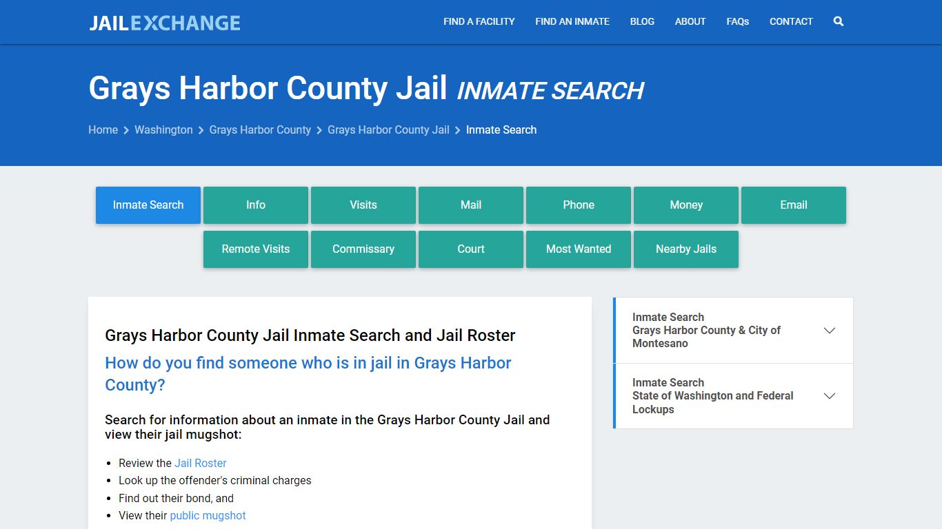 Grays Harbor County Jail Inmate Search - Jail Exchange